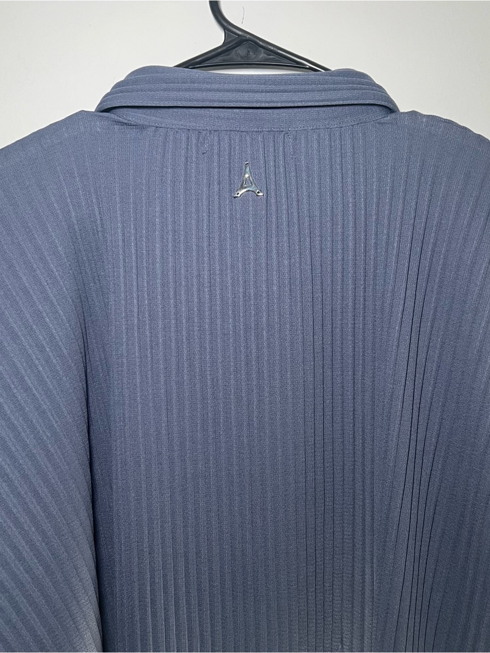 Manière De Voir Men Pleated Short Sleeve Button Up Shirt Blue Lagenlook Textured - Picture 14 of 15